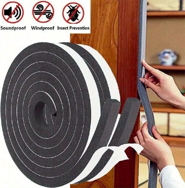 10 Rollen LChome Selbstklebendes Tür-Fenster-Dichtungsband aus Schaumstoff in Schwarz, Breite: 3 cm, Länge: 2 m pro Rolle - Bild 1