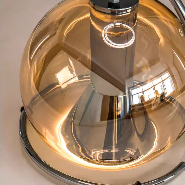 JIANKEXING Bauhaus Pendelleuchte aus Glas und Metall mit transparenter Kugelschale und verstellbarer LED-Beleuchtung im Vintage-Stil - Bild 4