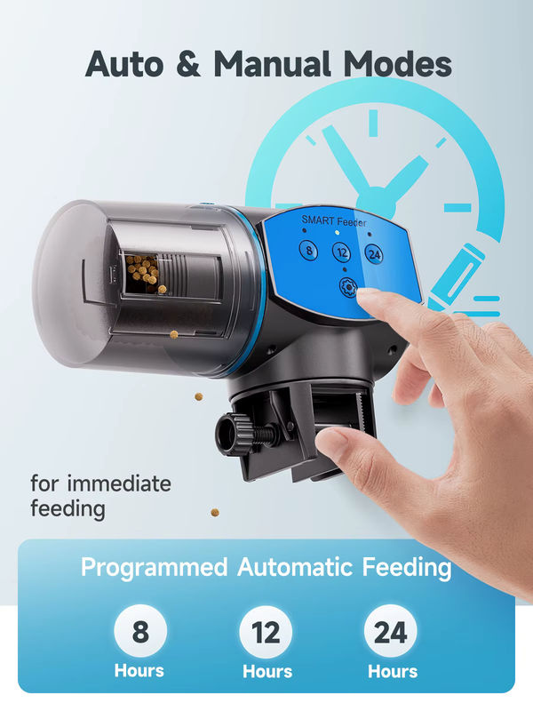 Weomg Auto Smart Fischfutterautomat Schwarz, intelligenter zeitgesteuerter automatischer Fischfütterer für Aquarien und Goldfische, 200ml - Bild 4