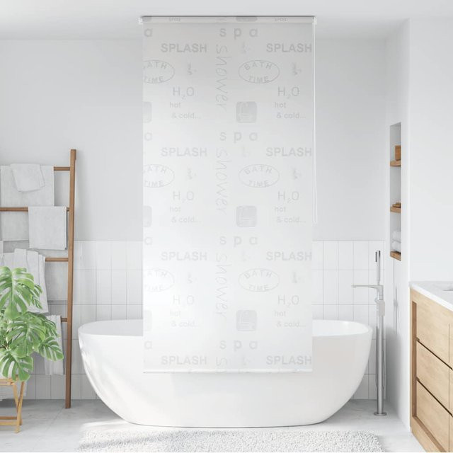 VIDAXL Duschrollo Spritzschutz aus Stoff in Weiß, wasserdicht und halbtransparent, B/H: 80 x 240 cm - Bild 1