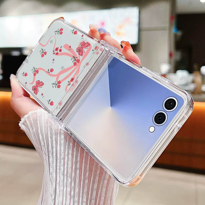 Handyhülle mit buntem Schleifenmuster für Samsung Galaxy Z Flip 7 FE, Z Flip 6, Z Flip 5, Z Flip 4, Z Flip 3 5G, transparente harte PC-Schutzhülle, Multicolor - Bild 1
