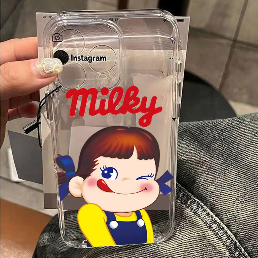 Fujiya Milky Peko Chan Handyhülle für iPhone in Transparent, stoßfeste weiche Schutzhülle - Bild 3