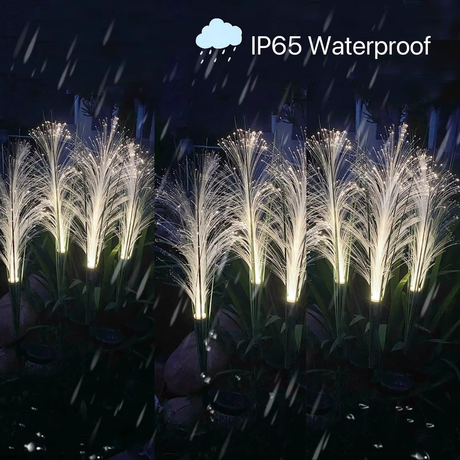 Solar Gartenleuchten im Boho-Stil mit Reed-Optik, wasserdichte Solar-Lampen für Garten und Rasen, warmweiß - Bild 3