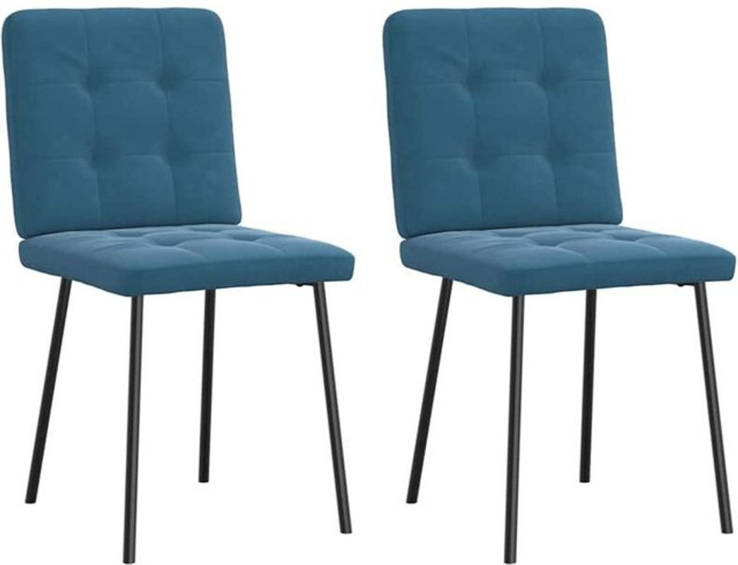 Vidaxl Esszimmerstühle 2er Set aus Samt in Blau mit Metallbeinen im modernen Design - Bild 1