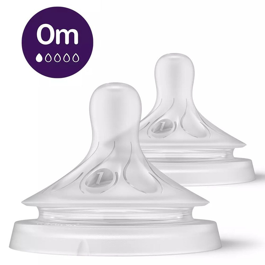Philips Avent Natural Response Silikon Sauger 2er Pack Stufe 1 für Neugeborene in Weiß und Transparent - Bild 1