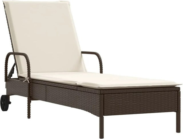vidaXL Sonnenliege aus Poly Rattan in Braun mit Rollen und verstellbarer Auflage - Bild 1