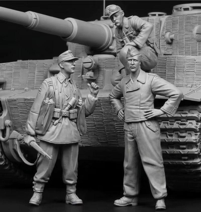 BAANFU Historische Militär-Hobby-Miniatur-Panzerbesatzung, Harzfiguren, Maßstab 1:35, 3 Personen, unmontiert und unbemalt - Bild 2