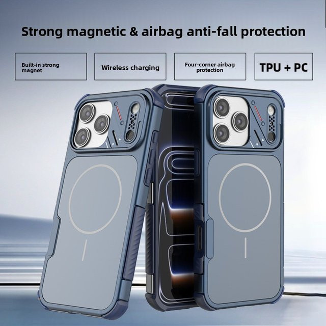 SZMUGUA Magnetische MagSafe Handyhülle für iPhone 13 14 15 16 17 Pro Max, Robuste TPU und PC Schutzhülle in Schwarz - Bild 1