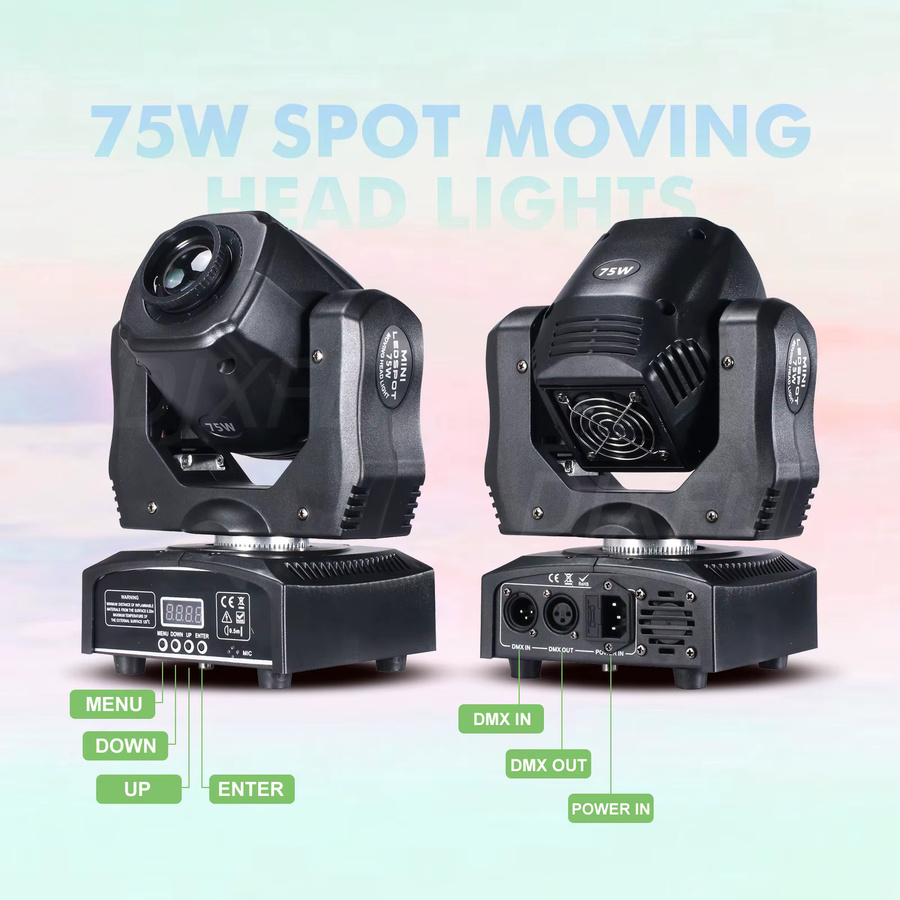 DJXFLI 75W LED Moving Head Scheinwerfer mit RGB-Effekten in Schwarz - Bild 3