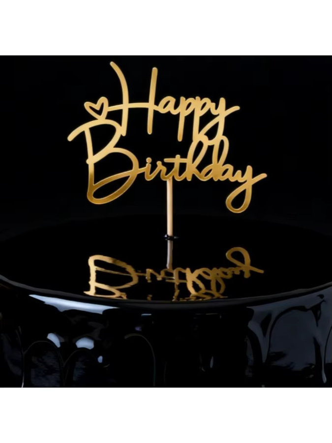 Goldener Glitzer-Kuchenaufsatz Happy Birthday als funkelnde Geburtstagskuchen-Dekoration in Gold - Bild 5