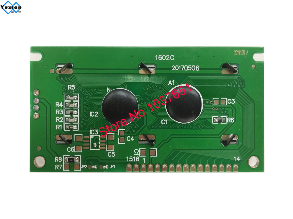 Yuxian 1602 LCD-Anzeigemodul HD44780 in Grün, B/H: 84 x 44 mm - Bild 1