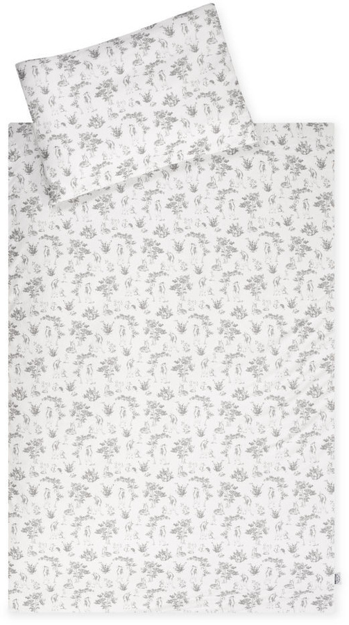 Zöllner Jersey Bettwäsche Forest Tale aus Baumwolle mit Kissenbezug, Farbe Weiß, B/H: 100 x 135 cm, Kissen: 40 x 60 cm - Bild 1