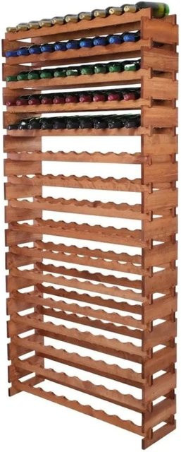 PROREGAL Weinregal VINOTECA FLEX aus massivem Kiefernholz, Braun geölt, H x B x T: 219 x 103 x 28 cm, Platz für 160 Flaschen auf 16 Ebenen - Bild 1