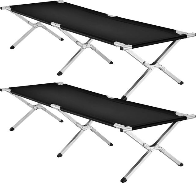 tectake 2er Set klappbare Feldbetten aus Aluminium in Schwarz, B/T/H: 190 x 70 x 45 cm - Bild 2