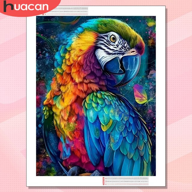 HUACAN 5D Diamant-Mosaik Papagei Gemälde mit Sternenhimmel, B/H: 30 x 20 cm, Multicolour - Bild 1