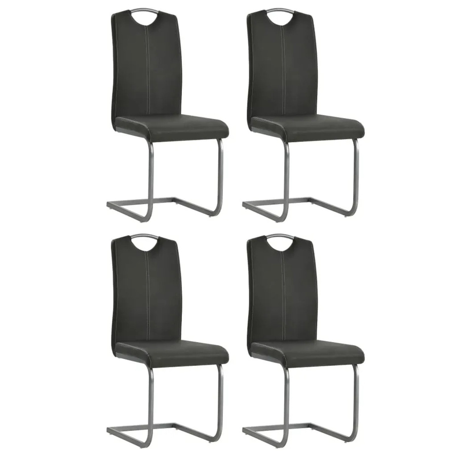 Set aus 4 vidaXL Freischwingern in Grau aus Kunstleder und Stahl - Bild 2