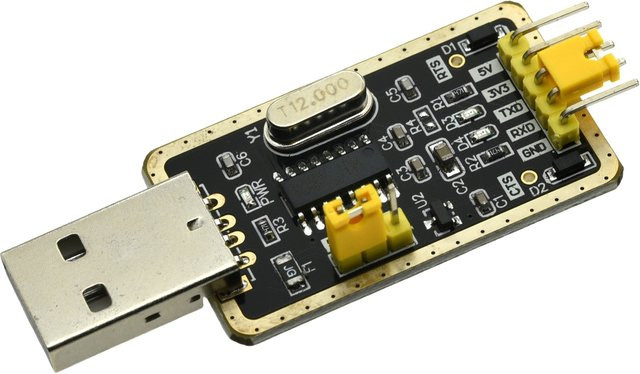 USB-zu-TTL-Modul CH340G RS232 mit USB-C Anschluss und Anschlusskabel in Schwarz - Bild 1