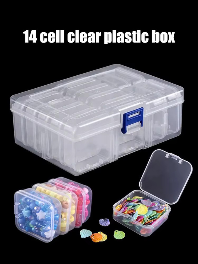Transparente Organizer-Box aus Kunststoff mit Klappdeckel für kleine Perlen und Aufbewahrung - Bild 5