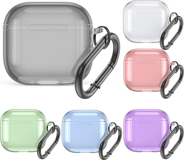 Transparente und lila TPU-Schutzhülle für Apple AirPods 4 2024, stoßfeste Ladehülle für kabellose Kopfhörer - Bild 1