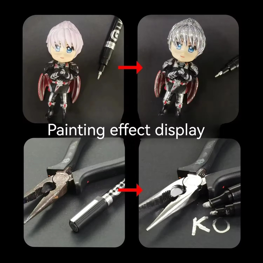Flüssige Chrom-Metallic-Marker mit Pinselspitze in Silber, Gold und Rot für DIY-Handwerk und reflektierende Glanzeffekte (0,7 mm bis 3,0 mm) - Bild 5