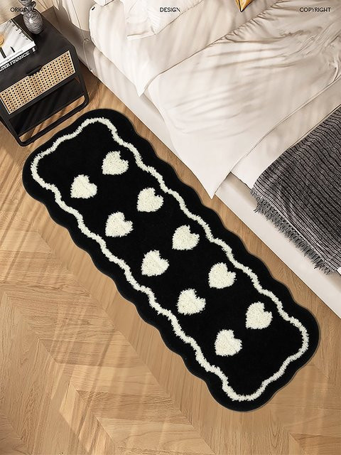 VIKAMA Teppich in Kaschmir-Imitation als weiche Matte für Wohnzimmer, Schlafzimmer oder Balkon in Beige oder Schwarz - Bild 1