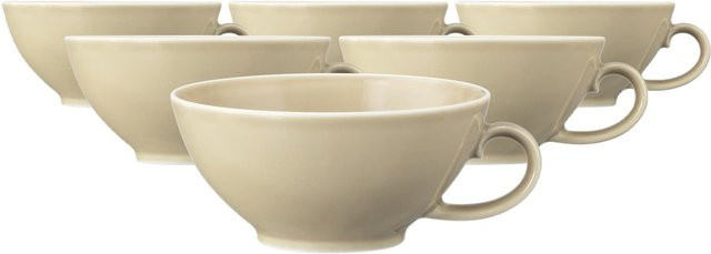Seltmann Weiden Teetassen Beat Color Glaze aus Porzellan, Beige, 6er Set, 140 ml pro Tasse - Bild 1