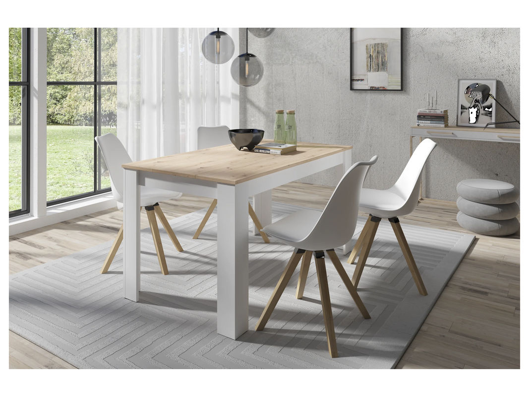 byLIVING Tischgruppe mit Tisch und 4 Stühlen in Weiß und Anthrazit, Eiche Optik, B/T/H: 140 x 80 x 75 cm - Bild 2