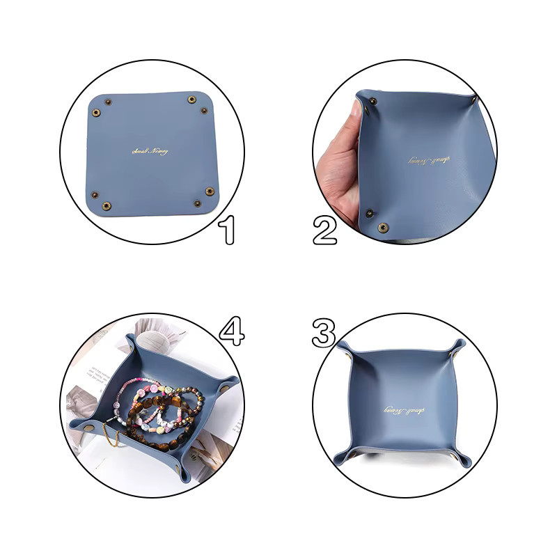 Louleur Aufbewahrungsbox aus PU-Leder in Gelb für Kosmetik, Schmuck und Schlüssel als Desktop-Organizer - Bild 3