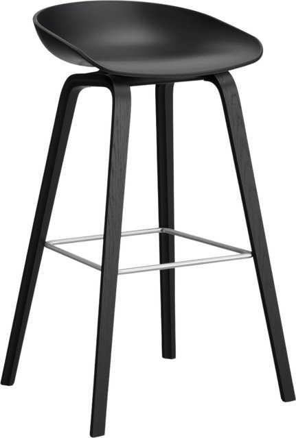 HAY About A Stool AAS 32 Hocker in Schwarz mit Eichenholz oder Walnussholz und Polypropylen - Bild 1