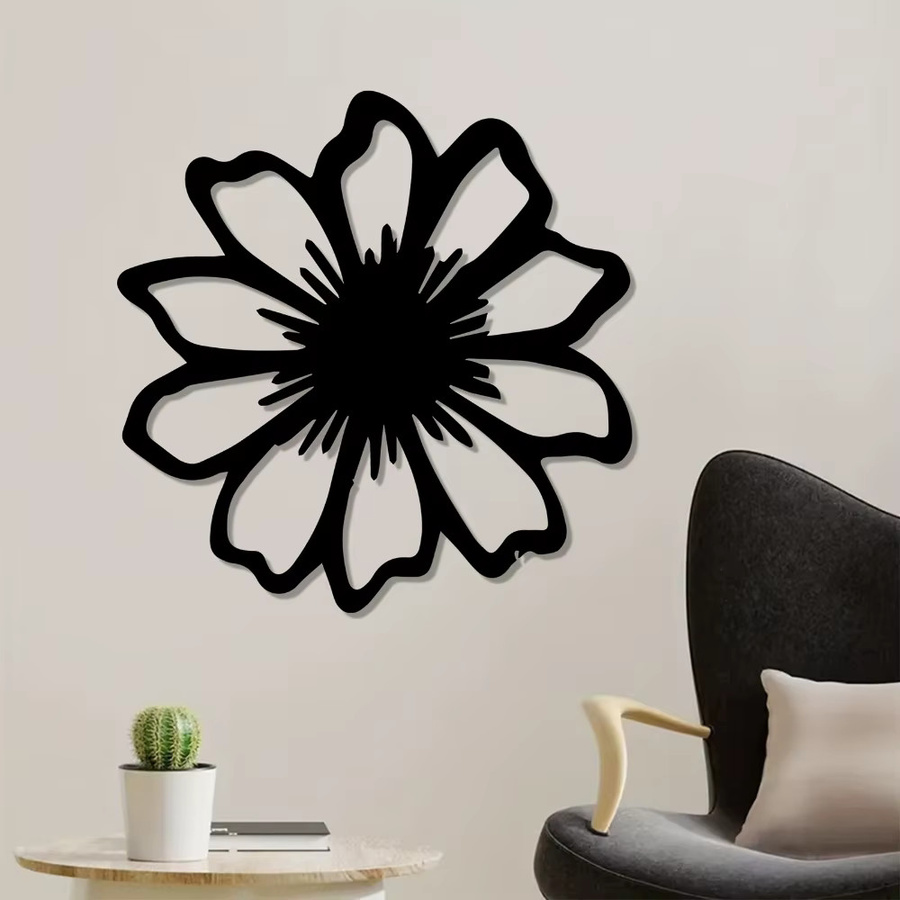 CIFBUY Gänseblümchen Wandkunst aus Metall in Schwarz als florale Eisen-Wandskulptur für Garten und Haus - Bild 5