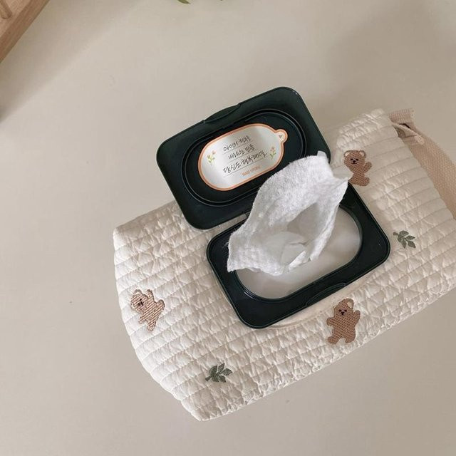 Taschentuchbox mit Cartoon-Tier-Motiv und Klappdeckel aus Baumwolle, hängbare Aufbewahrungsbox für Feuchttücher und Servietten, Multicolor und Weiß - Bild 1