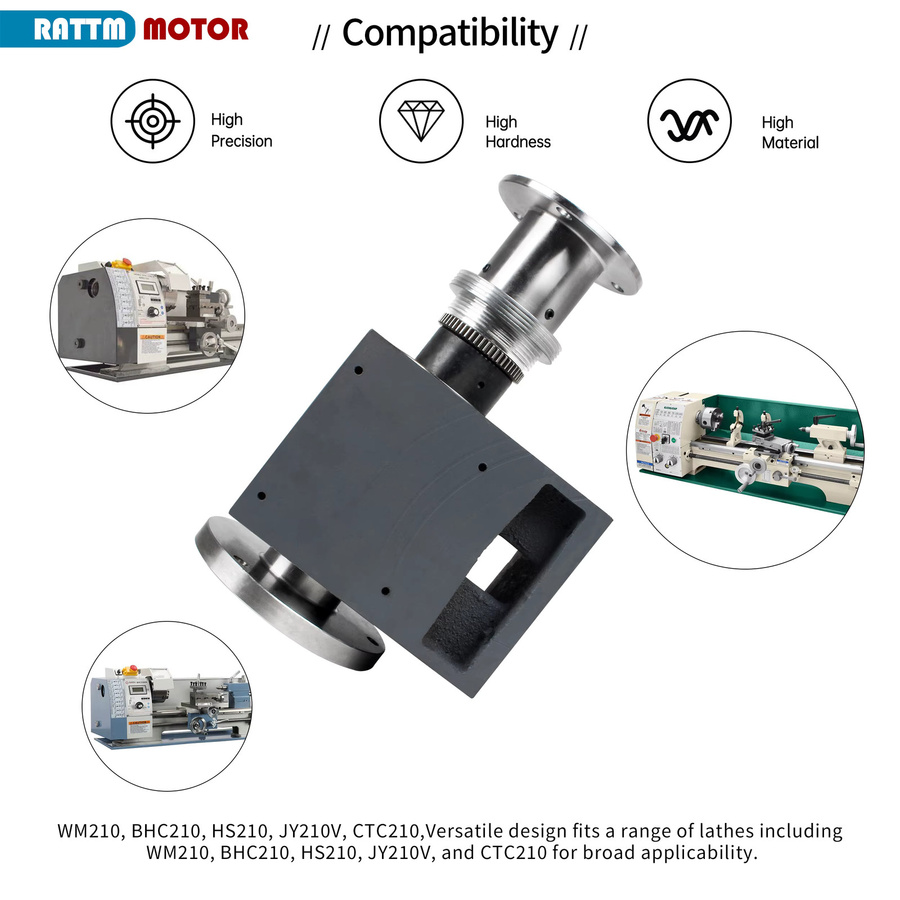RATTMMOTOR Doppelseitige Welle 125 mm Spindelkastenbaugruppe mit 38 mm Durchgangsloch für WM210 CD-210V MX-210V Drehmaschinen - Bild 3