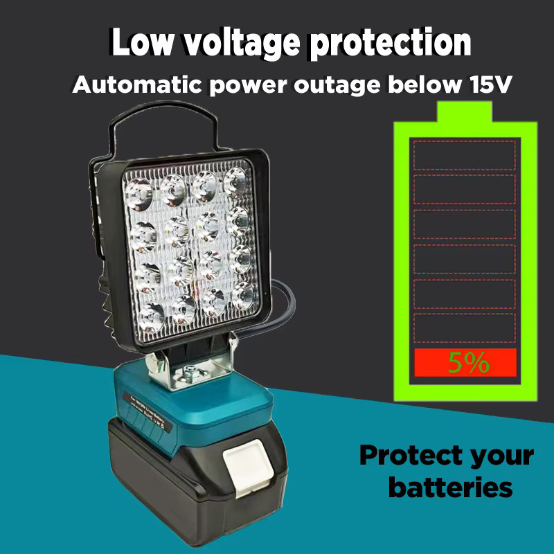 Akku-LED-Arbeitsleuchte und Taschenlampe kompatibel mit DeWalt, Makita, Bosch, Milwaukee und Ryobi M18 Akku-Gehäusen - Bild 6