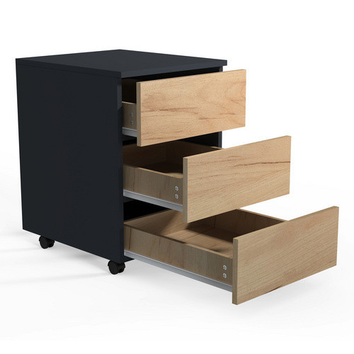 VCM Rollcontainer Dalosa mit 3 Schubladen, Anthrazit/Honig-Eiche, B: 39 cm, T: 45 cm, H: 55 cm - Bild 4