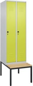 C+P Spind Classic PLUS Garderobenschrank mit Sitzbank, 2 Abteile, Lichtgrau, B/T/H: 212 x 60 x 81,5 cm - Bild 1