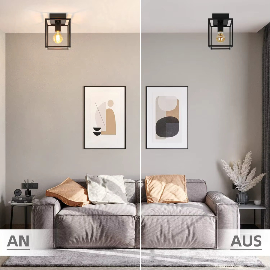 Nettlife Retro Deckenleuchte aus Metall in Schwarz im Industrial Design für E27 Leuchtmittel - Bild 3