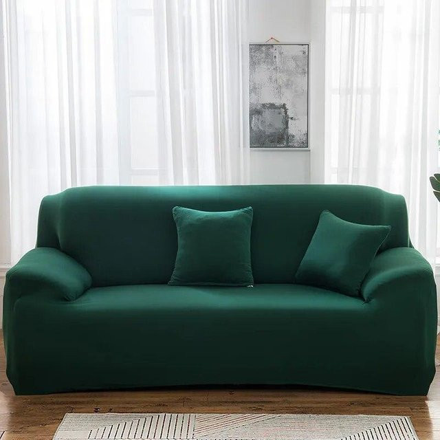Elastischer Sofabezug von Your Warm Home in Grün, einfarbige Sofahusse für Eckcouches und Stühle, rutschfest und modern - Bild 1