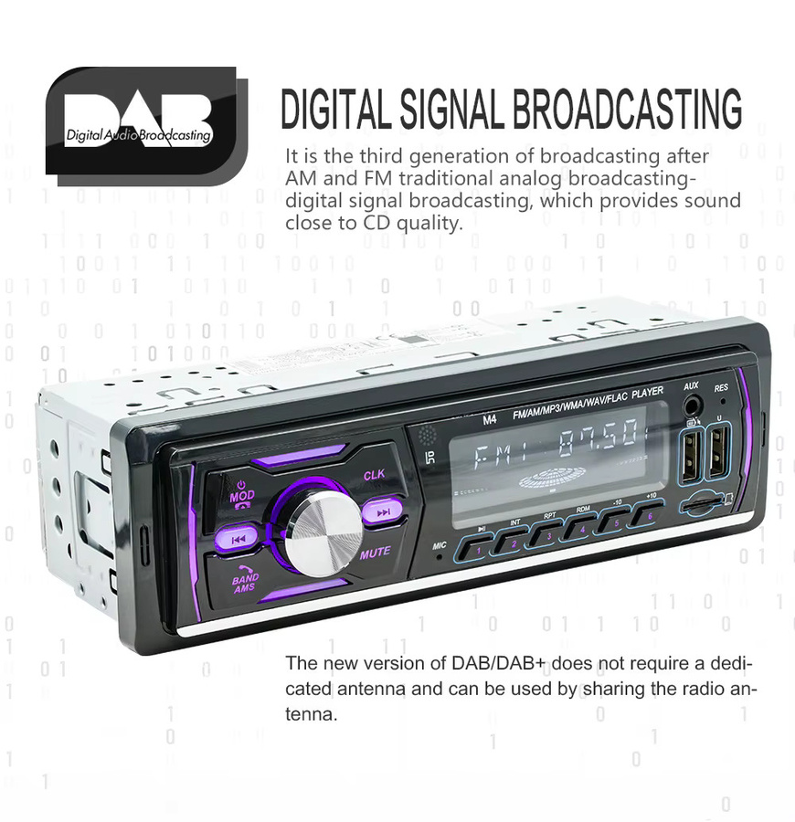 MOPECT DAB+ Autoradio MP3-Player mit Bluetooth, USB, TF, AUX-IN, FM/AM, RDS und 7-farbiger Beleuchtung in Schwarz - Bild 2