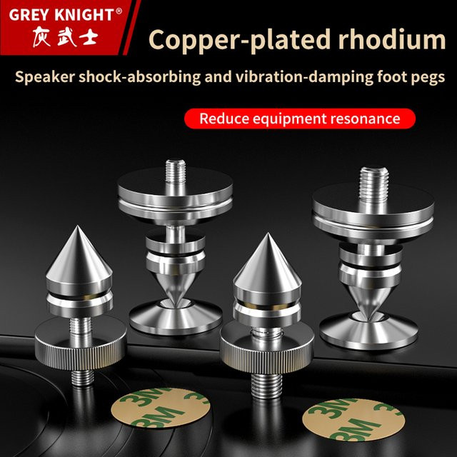 Grey Knight Audio Stoßdämpfende Fußstützen in Silber für Regalschränke, Lautsprecherboxen und Maschinenfüße - Bild 1