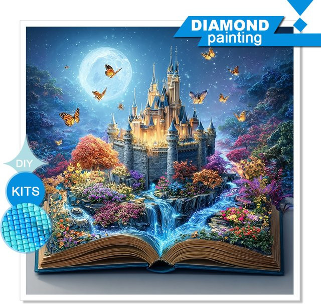 Huacan Diamantmalerei Schloss Wanddekoration mit Strass-Stickerei als handgemachtes Geschenk - Bild 1