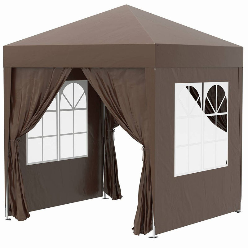 Outsunny Faltpavillon mit 4 Seitenwänden und Fenstern, UV-Schutz, Gartenzelt aus Stahl und Oxford-Gewebe, Weiß, B x T: 2 x 2 m - Bild 7