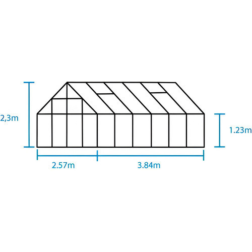 Halls Gewächshaus Universal 128 Schwarz Aluminium B/H/L: 257 x 230 x 384 cm - Bild 2