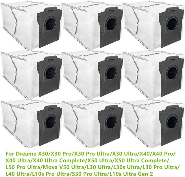 9er Set Staubbeutel für Dreame X30, X30 Pro, X40 Ultra, X50 Ultra, L50 Pro Ultra und Mova V50 Ultra Staubsauger Ersatzteile in Weiß - Bild 1