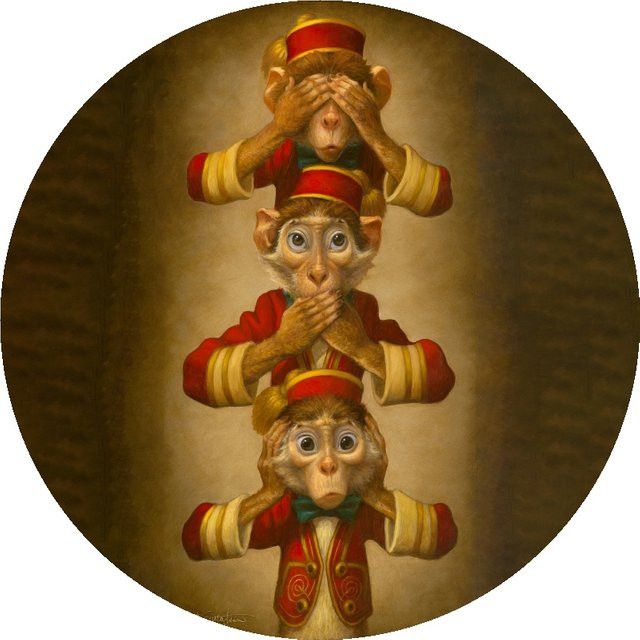 GUSTAFSON Wandkunst aus Aluminium mit japanischem Monkey-Trio im Vintage-Stil, B/H: 20 x 20 cm - Bild 1