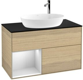 V&B Waschtischunterschrank Finion 100 Wandbeleuchtung in Weiß und Eiche lackiert, Breite: 100 cm, Höhe: 50,1 cm, Tiefe: 50,1 cm - Bild 1