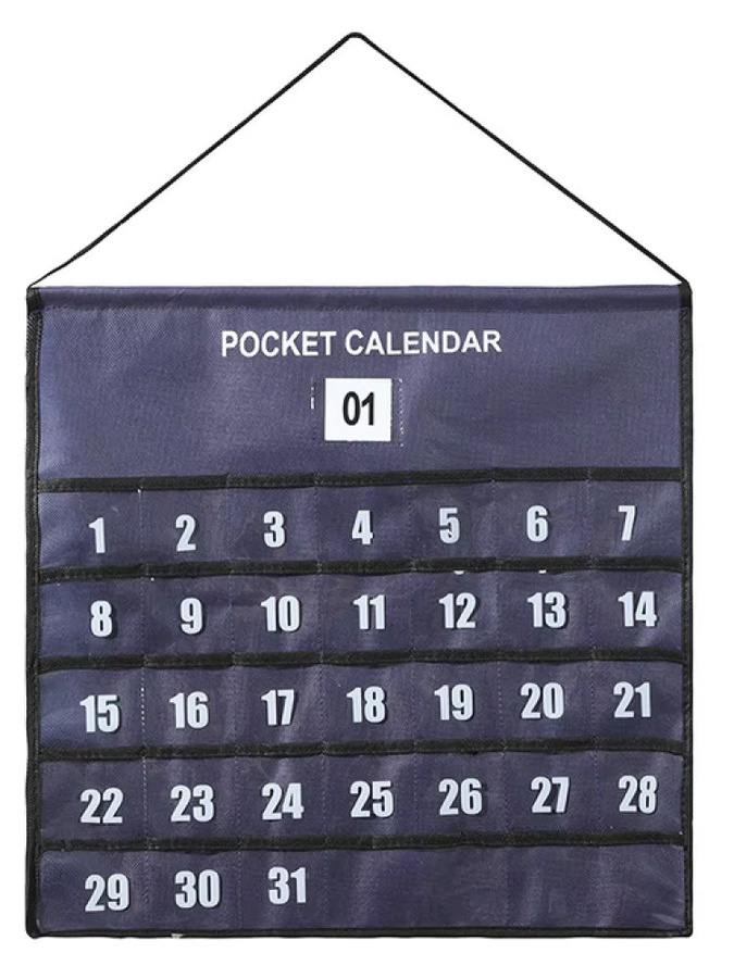 Schwarze Vlies-Aufbewahrungstasche zum Aufhängen an der Wand für Kalender, Schmuck und Kleinteile - Bild 5
