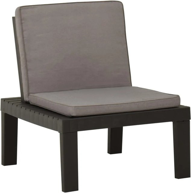 vidaXL Garten-Lounge-Stuhl aus Kunststoff mit Auflagen in Grau und Anthrazit - Bild 1