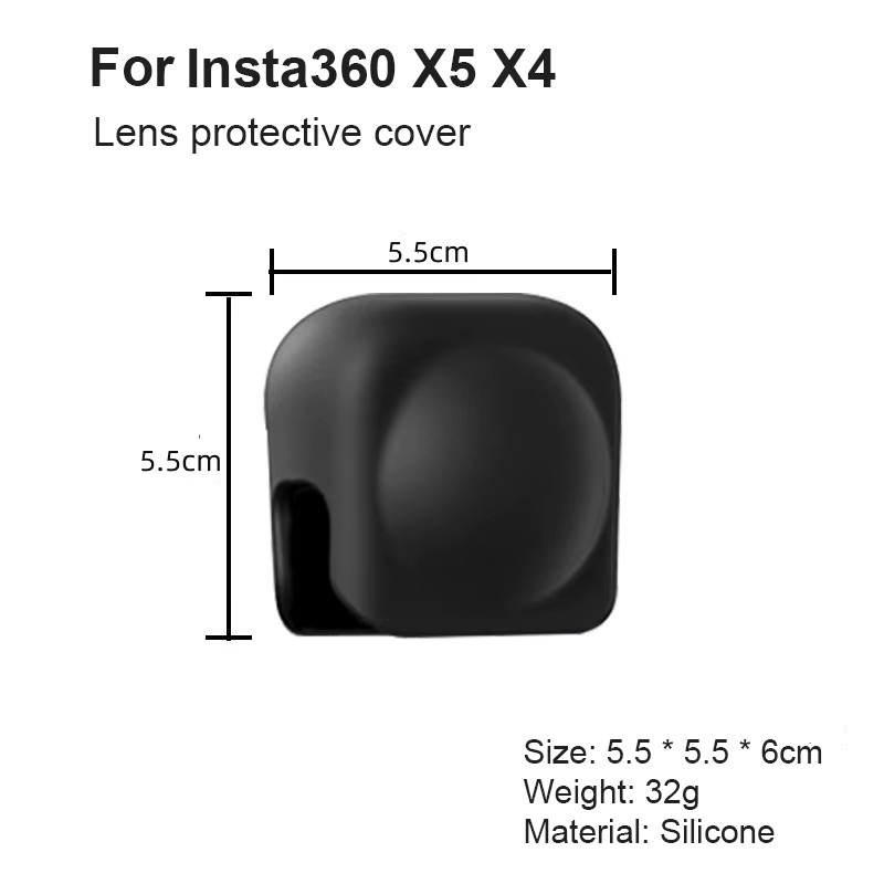 Silikon-Objektivabdeckung für Insta360 X5 X4 X4Air in Schwarz als Schutzhülle gegen Staub und Kratzer - Bild 2