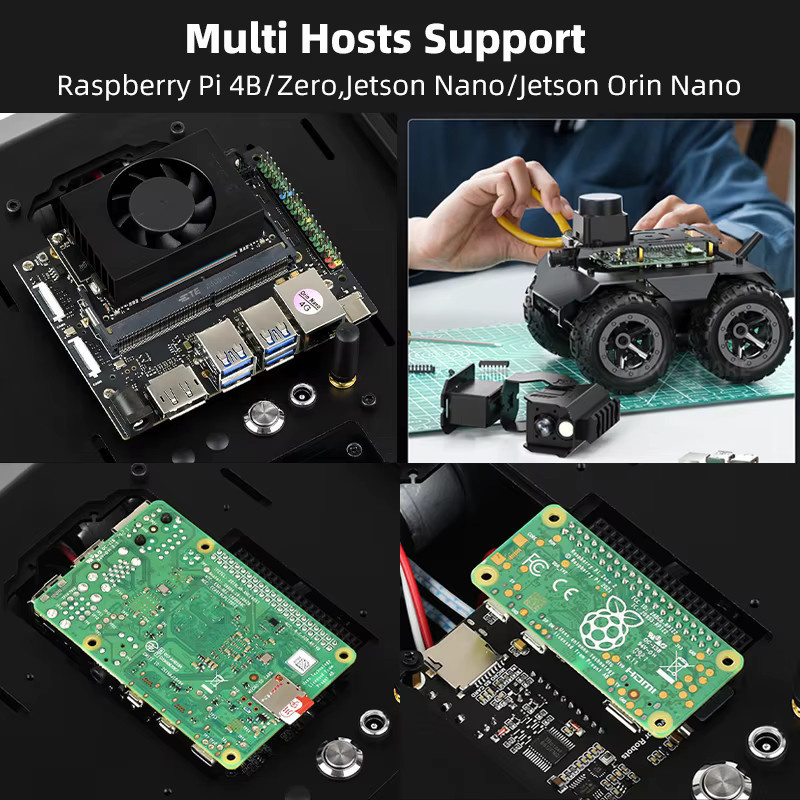Wave Rover flexibles und erweiterbares 4WD mobiles Roboter-Chassis mit ESP32-Modul in Schwarz für Raspberry Pi 4B Zero und Jetson Orin Nano - Bild 4
