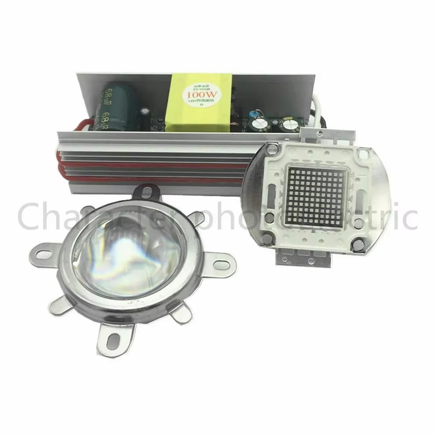 TAKEY 100W UV LED Kit mit 365-370nm Chip, AC 85-265V Treiber, Kühlkörper und 60-Grad-Linse mit Reflektor-Kollimator in Silber - Bild 2